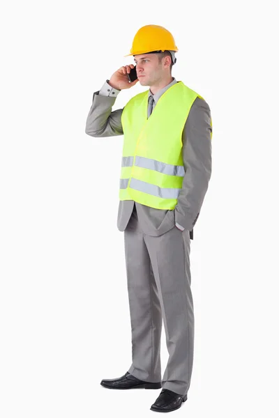 Portrait of a builder making a phone call — Stock Photo, Image