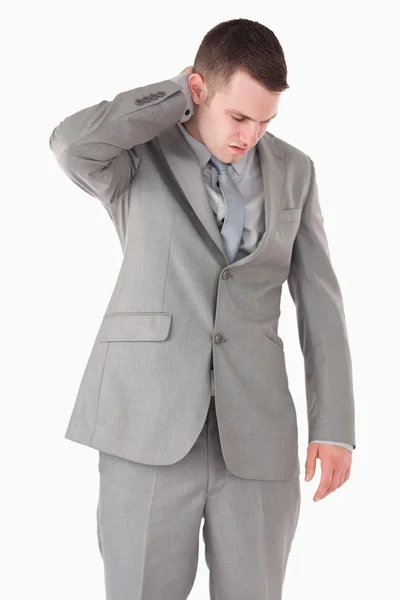 Portret van een zakenman met een nekpijn — Stockfoto