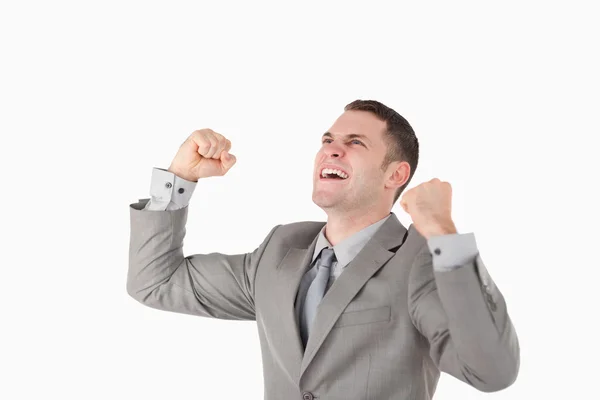 Businessman with his fists up — Stock Photo, Image
