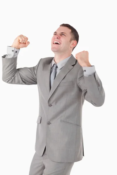 Portrait of a businessman with his fists up — Stock Photo, Image