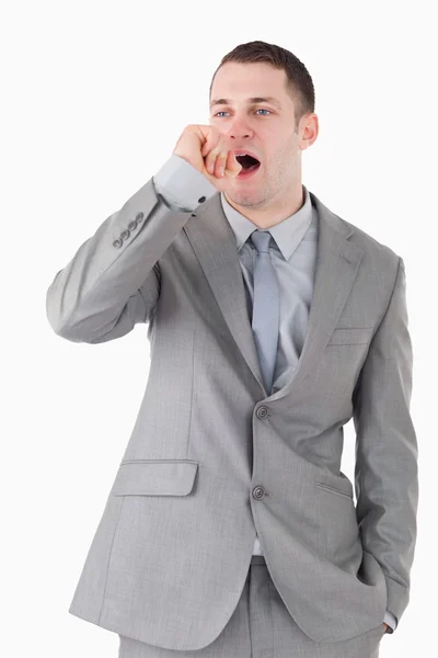 Retrato de um homem de negócios bocejando — Fotografia de Stock