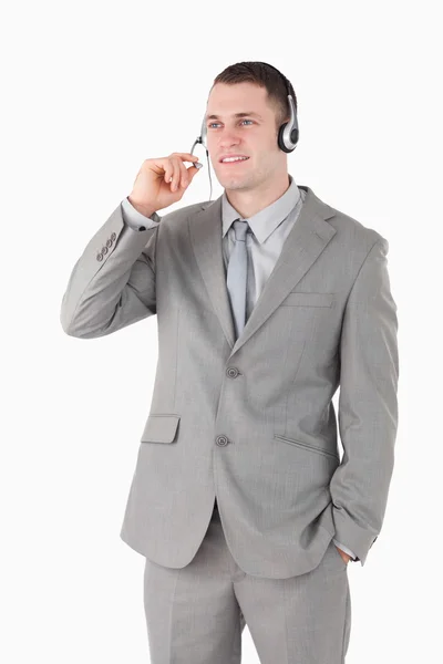 Portrait of an operator using a headset — Stock Photo, Image