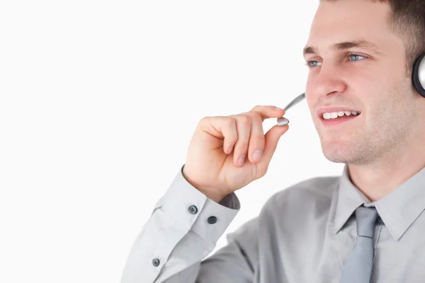 Assistant using a headset — Stock Photo, Image