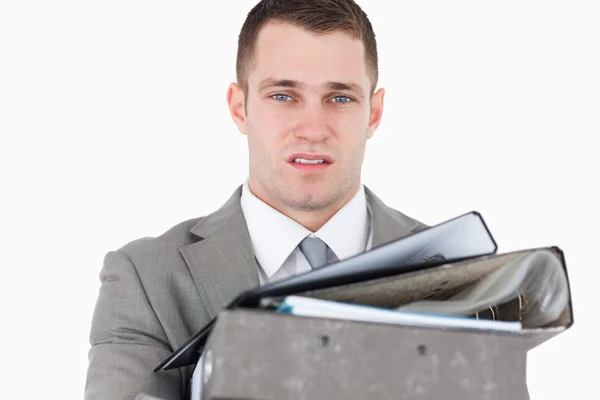 Overwhelmed young businessman — Stock Photo, Image