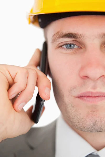 Close up of an architect making a phone call — Stock Photo, Image