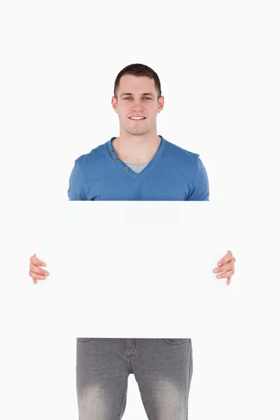 Portret mężczyzny przytrzymanie puste panel — Zdjęcie stockowe