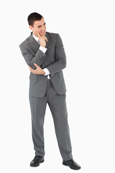 Businessman happy about his thoughts — Stock Photo, Image