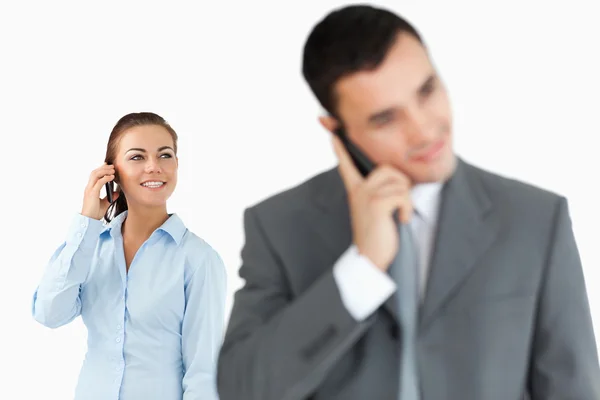 Partnerów biznesowych, rozmawia przez telefon — Zdjęcie stockowe