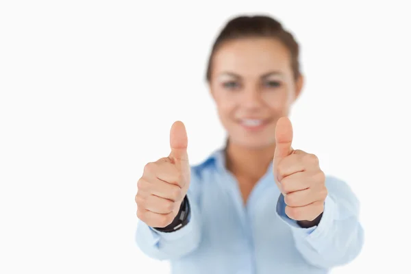 Young businesswoman giving approval — Stock Photo, Image