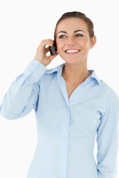 Gelukkig zakenvrouw aan de telefoon — Stockfoto