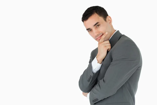 Side view of thinking businessman — Stock Photo, Image