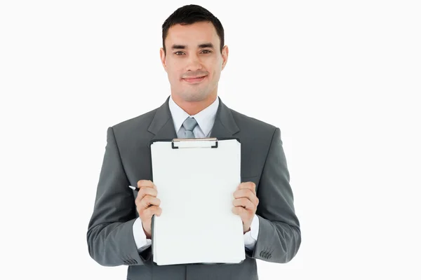 Businessman showing his notes — Stock Photo, Image