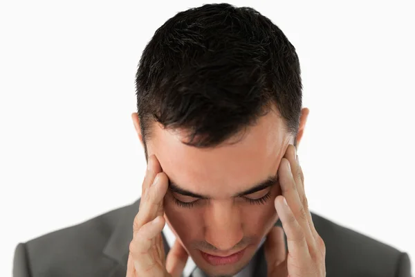 Bliska biznesmen o ból głowy — Zdjęcie stockowe