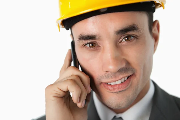 Close up of confident architect on the phone — Stock Photo, Image