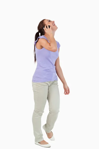 Happy young female on the phone — Stock Photo, Image