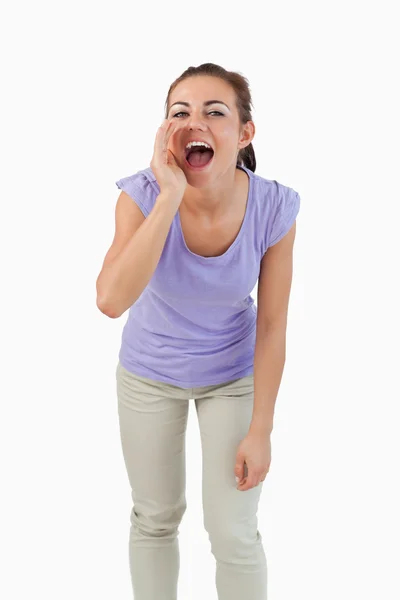 Joven mujer gritando — Foto de Stock