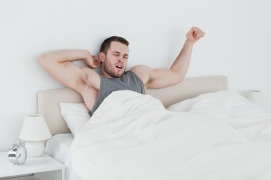 Man stretching his arms clipart