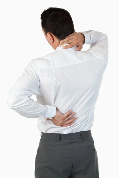 Retrato das costas dolorosas de um homem de negócios — Fotografia de Stock