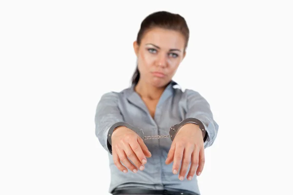 Businesswoman with handcuffs — Stock Photo, Image