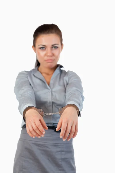 Portrait of a businesswoman with handcuffs — Stock Photo, Image
