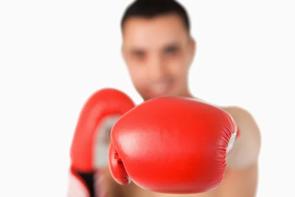 Linker vuist gebruikt om punch door bokser — Stockfoto