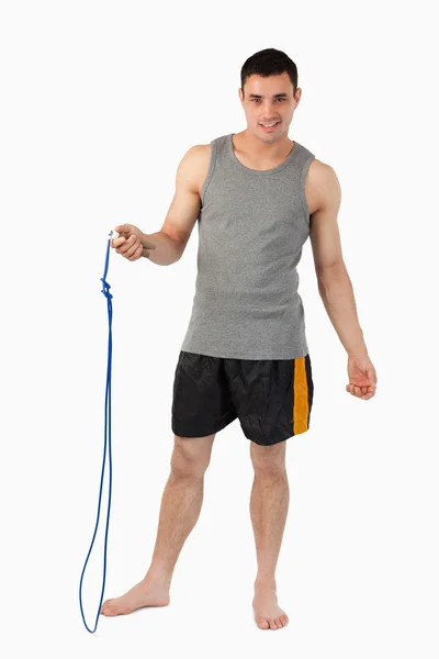 Jovem desportista com sua corda — Fotografia de Stock