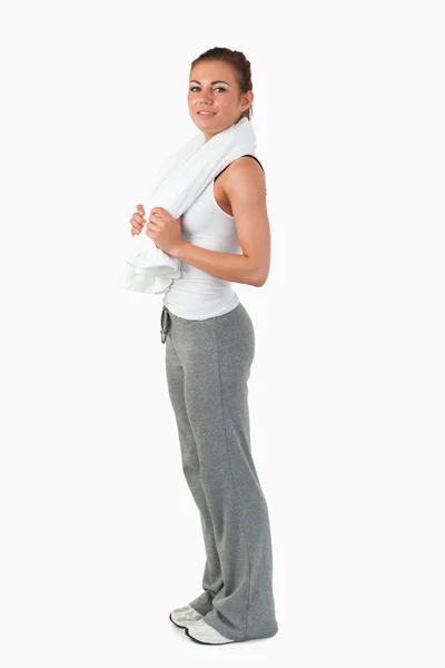 Side view of young woman after workout — Stock Photo, Image