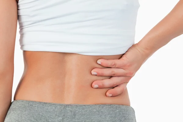 Close-up de dor nas costas feminino — Fotografia de Stock