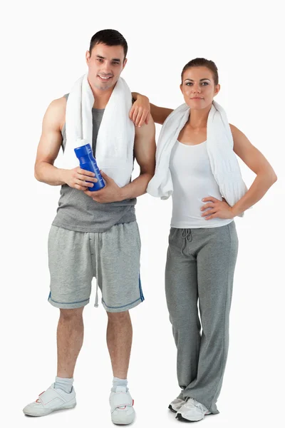Portrait of a young couple going to practice sport — Stock Photo, Image