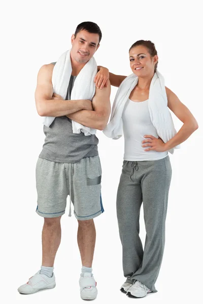Portrait of a cute couple going to practice sport — Stock Photo, Image