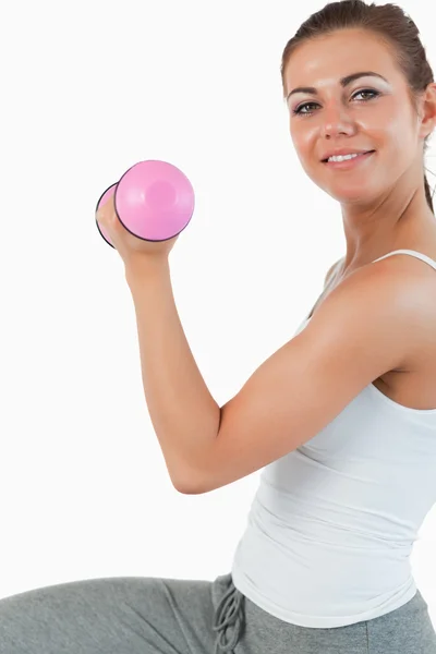 Close up of a fit woman working out with dumbbells — Stock Photo, Image