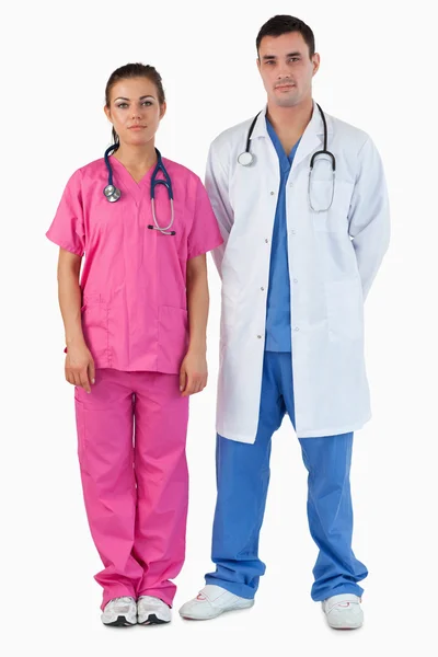 Portrait of serious doctors standing up — Stock Photo, Image