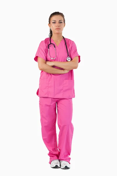 Портрет серьезной медсестры — стоковое фото