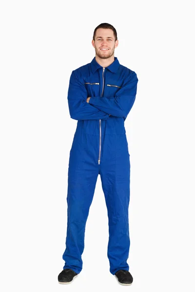 Smiling mechanic in boiler suit — Stock Photo, Image