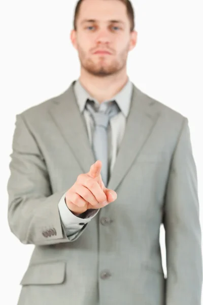 Finger of businessman pointing — Stock Photo, Image
