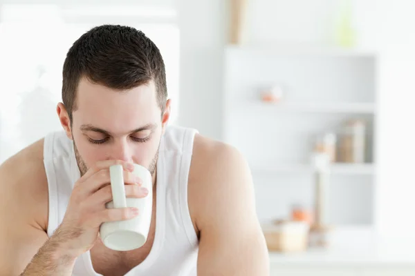 Close up of a man having coffee — Stock Photo, Image