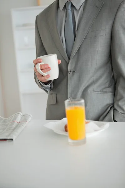 Portrait of a breakfast taken by a businessman — Stock Photo, Image