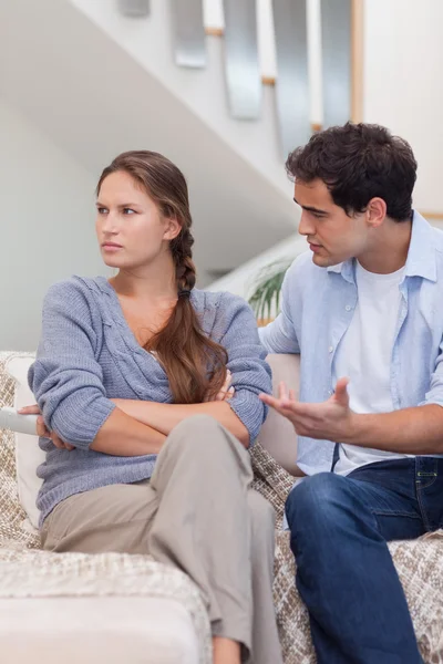 Portrait of a woman being mad at her boyfriend — Stock Photo, Image