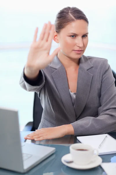 Portrait of a businesswoman refusing a conversation — Stock Photo, Image