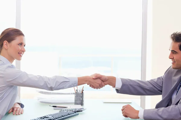 Negociação parceiro apertando as mãos — Fotografia de Stock