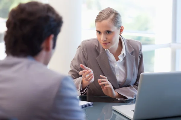 Professional businesswoman receiving a customer — Stock Photo, Image