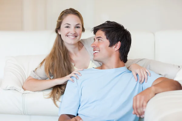 Charming couple watching television — Stock Photo, Image