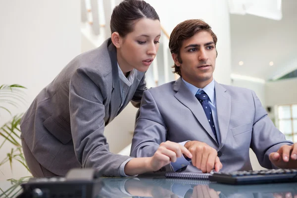 Business team working on pc together — Stock Photo, Image