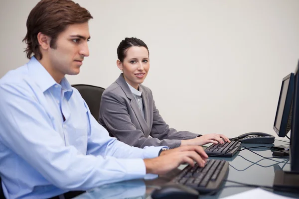 Side view of business team working in their office — Stock Photo, Image
