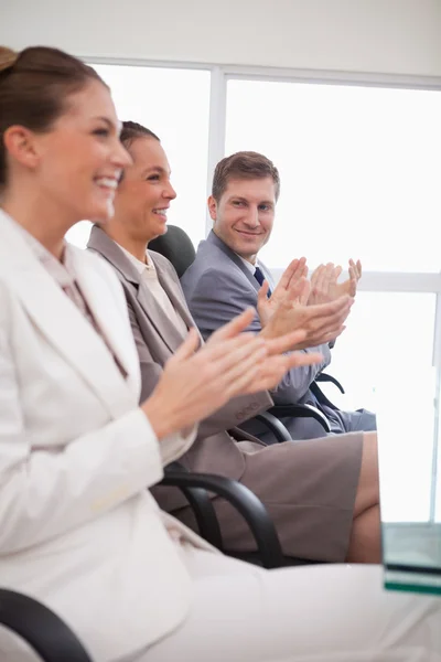 Side view of business team applauding — Stock Photo, Image