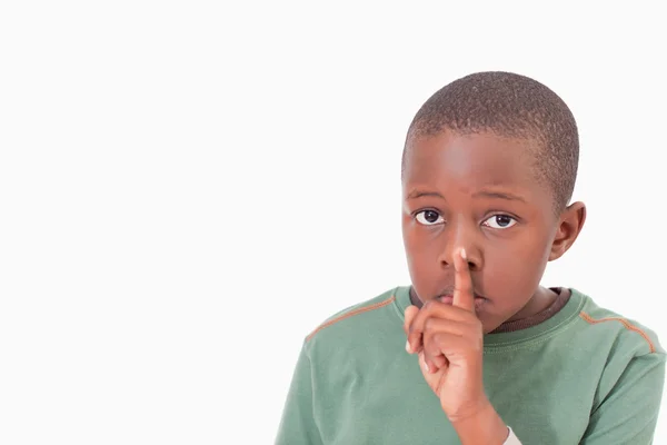 Boy asking for silence — Stock Photo, Image