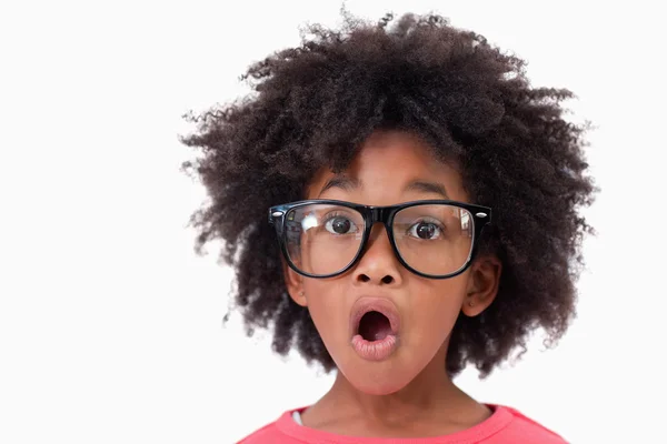 Close up of a shocked smart girl — Stock Photo, Image