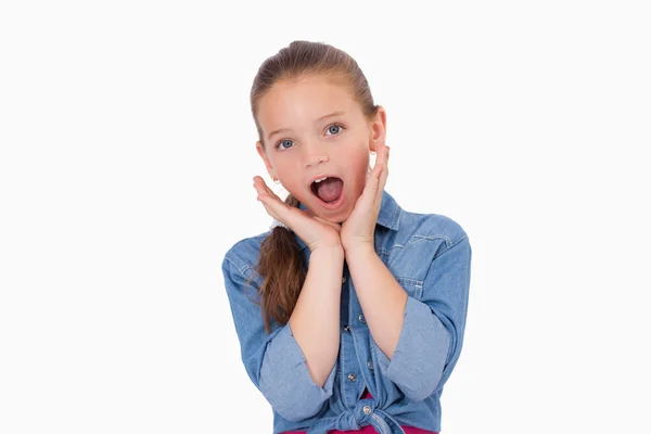 Šokovaná dívka křičí — Stock fotografie