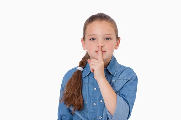 Girl asking for silence — Stock Photo, Image
