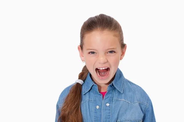 Nieszczęśliwa dziewczyna krzyczy — Zdjęcie stockowe